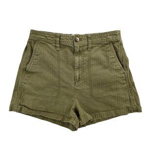Madewell Camp Shorts Green High Rise Utility Cotton Stretch Casual Short sz Sm